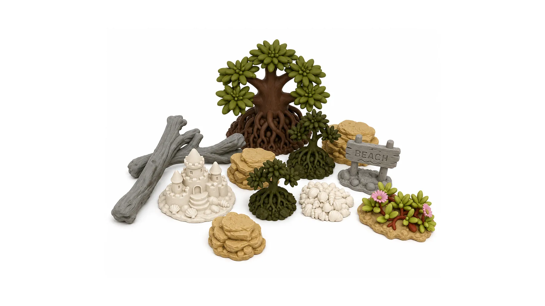 Beach world and terrain pieces