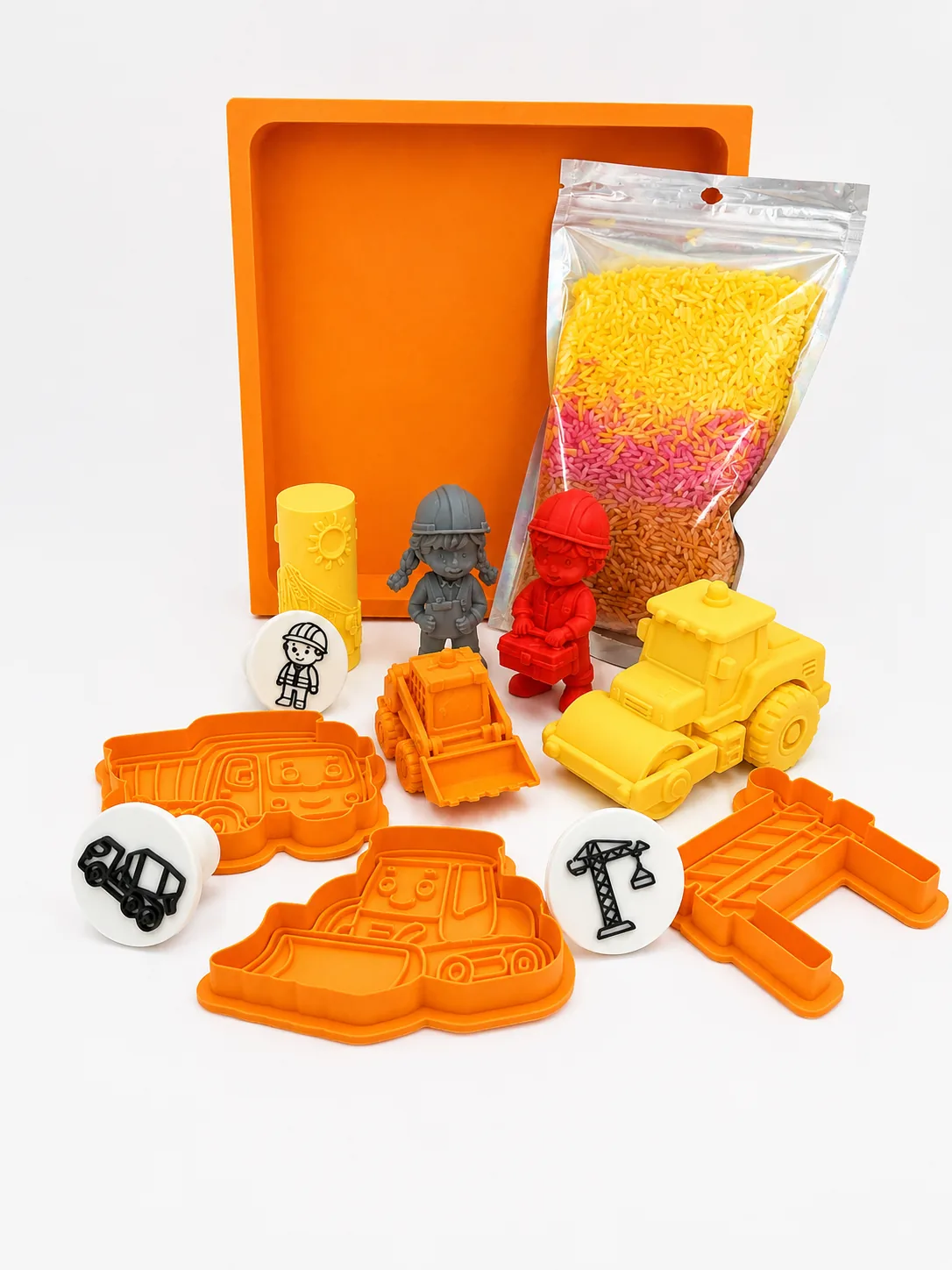 Construction sensory tray set